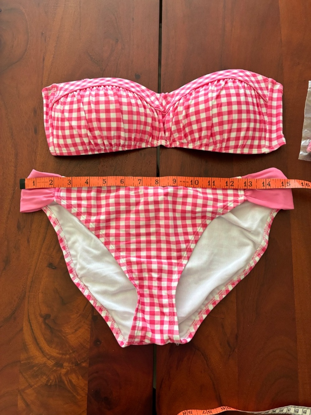 Lauren James pink gingham two piece bikini swimsuit L - Picture 7 of 14